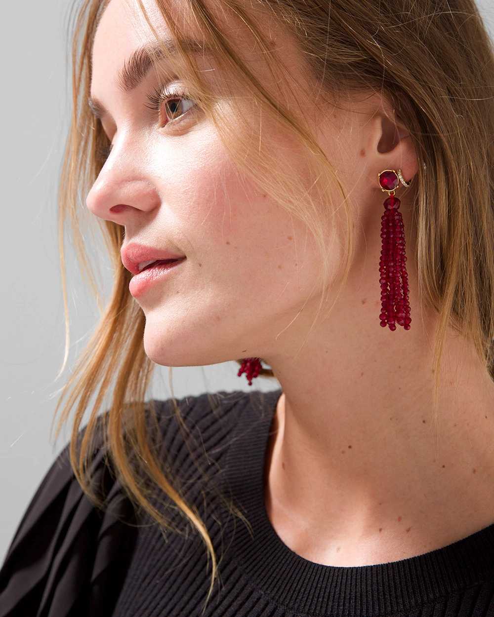 Red Beaded Tassel Earrings