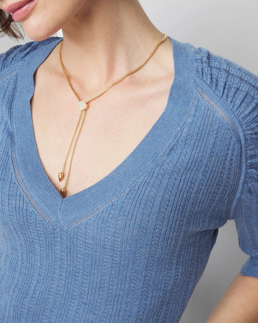 Cashmere-Blend Elbow-Sleeve Shirred Sweater