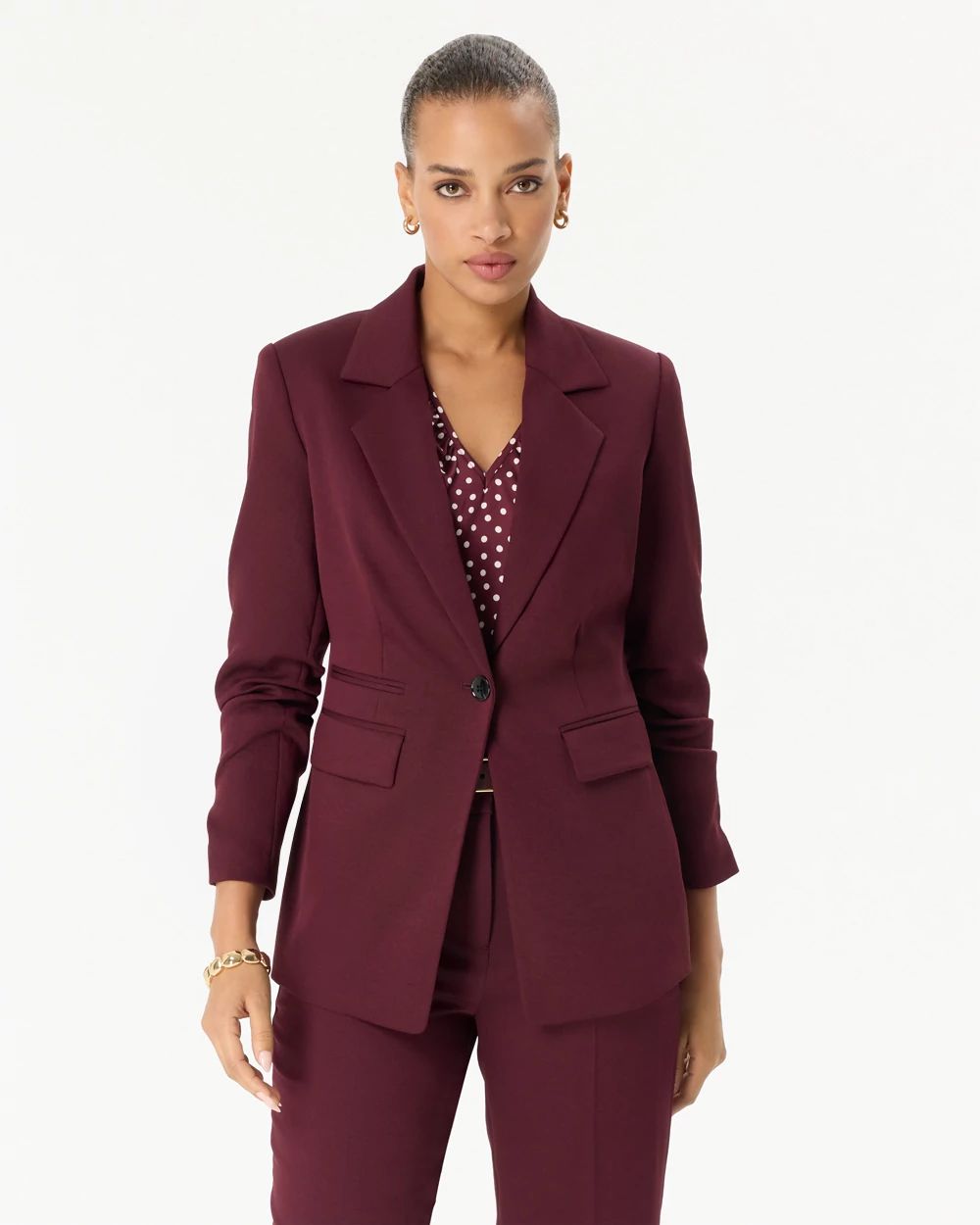 Ruched Sleeve Blazer