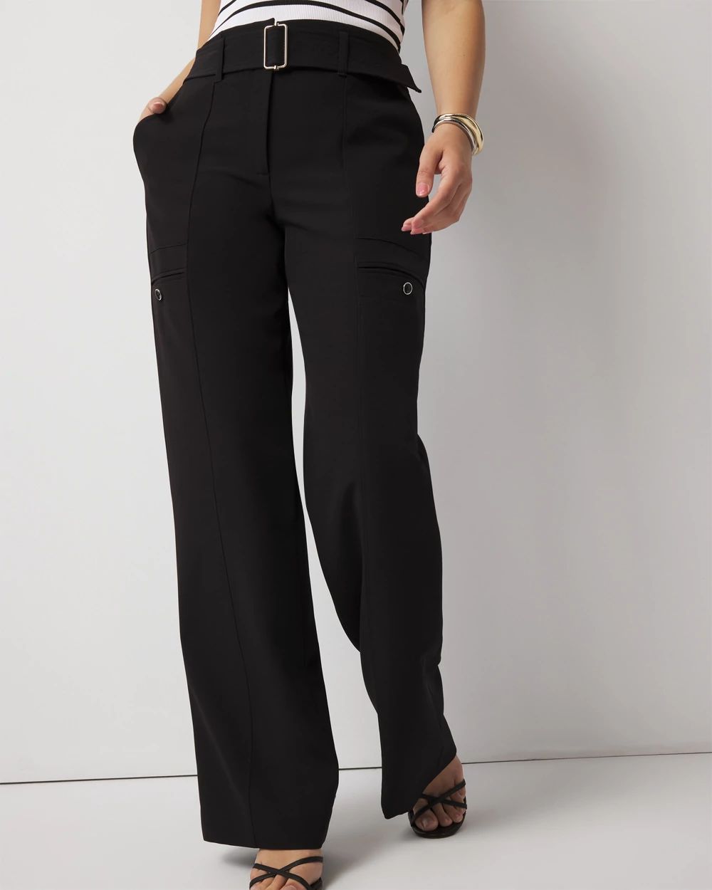 Curvy Belted Utility Wide Leg Pant