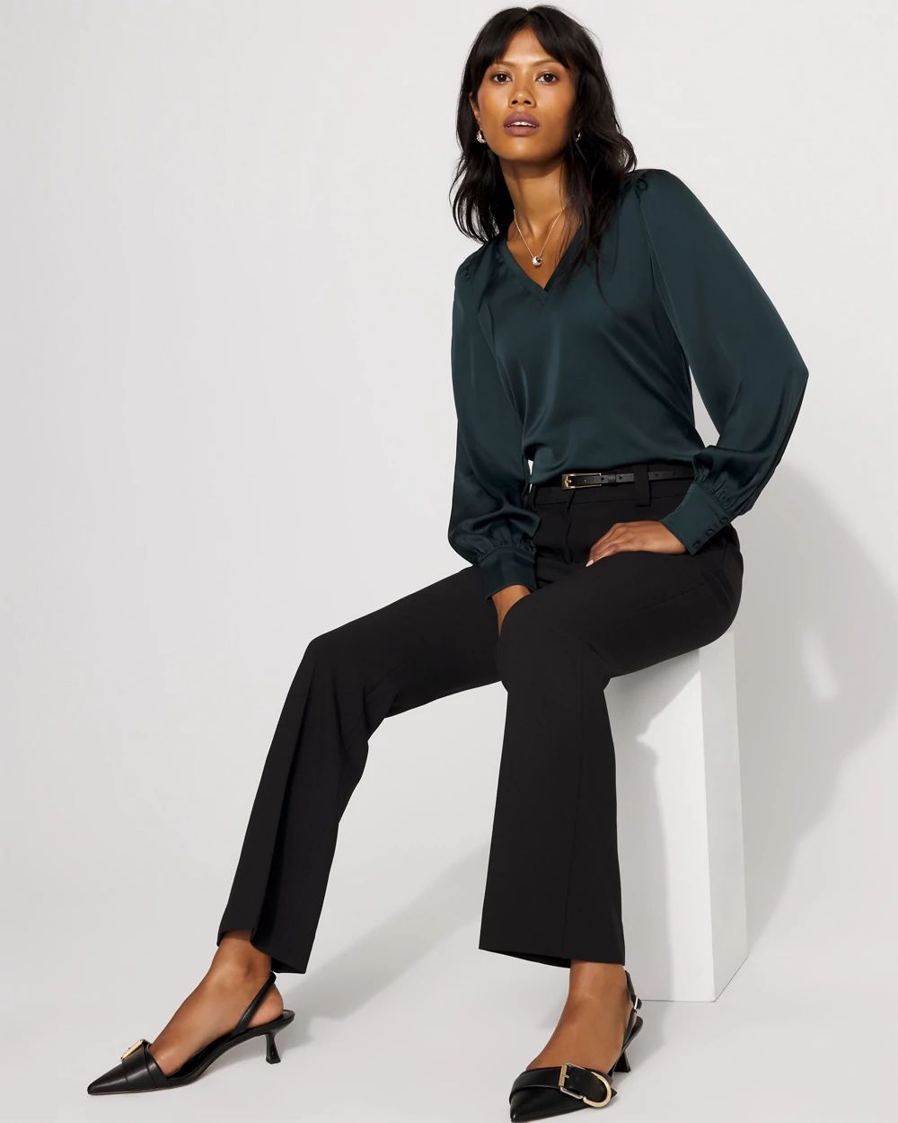 Knit Mix Satin Top click to view larger image.