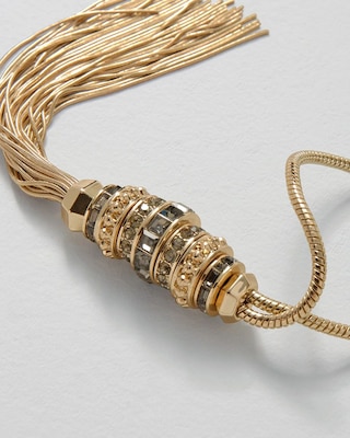 Goldtone Rings Adjustable Tassel Necklace