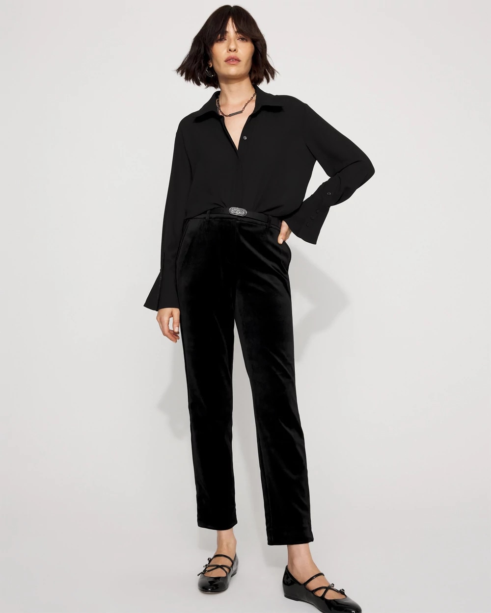 Long-Sleeve Flare Cuff Shirt