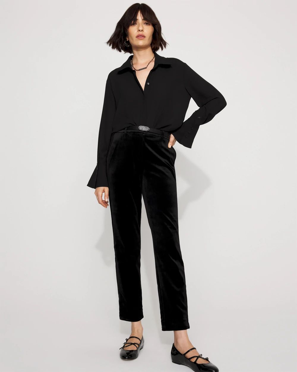 Long-Sleeve Flare Cuff Shirt click to view larger image.