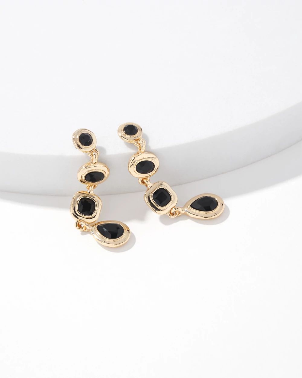 Gold + Black Linear Glass Earrings