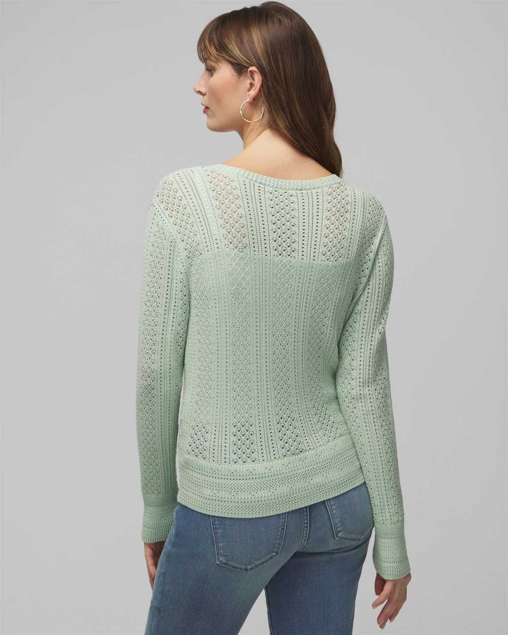 Long Sleeve Stitchy Surplice Pullover Sweater click to view larger image.