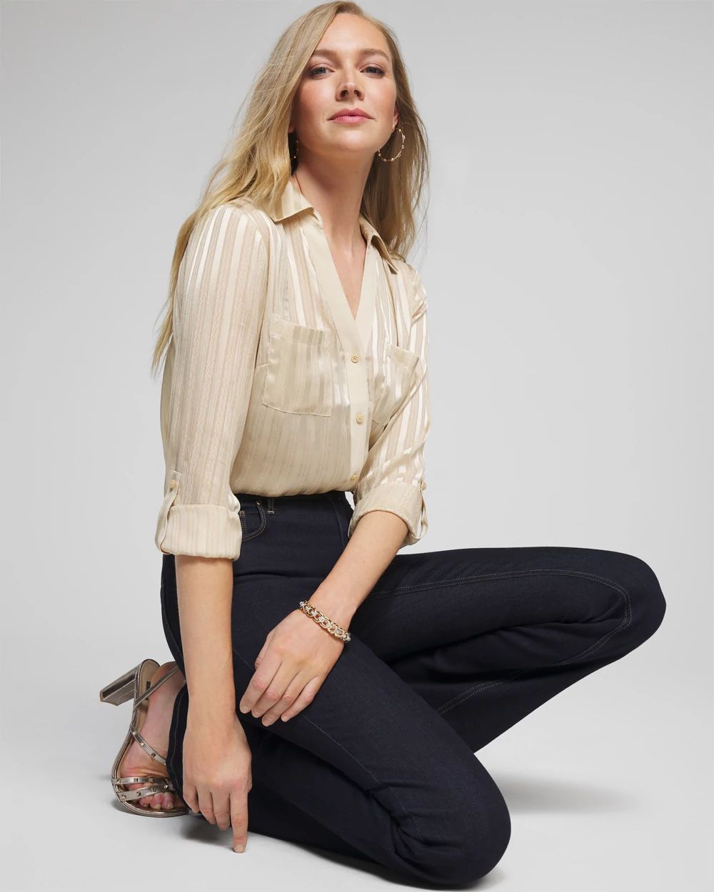 Outlet WHBM Shadow Stripe Shirt click to view larger image.