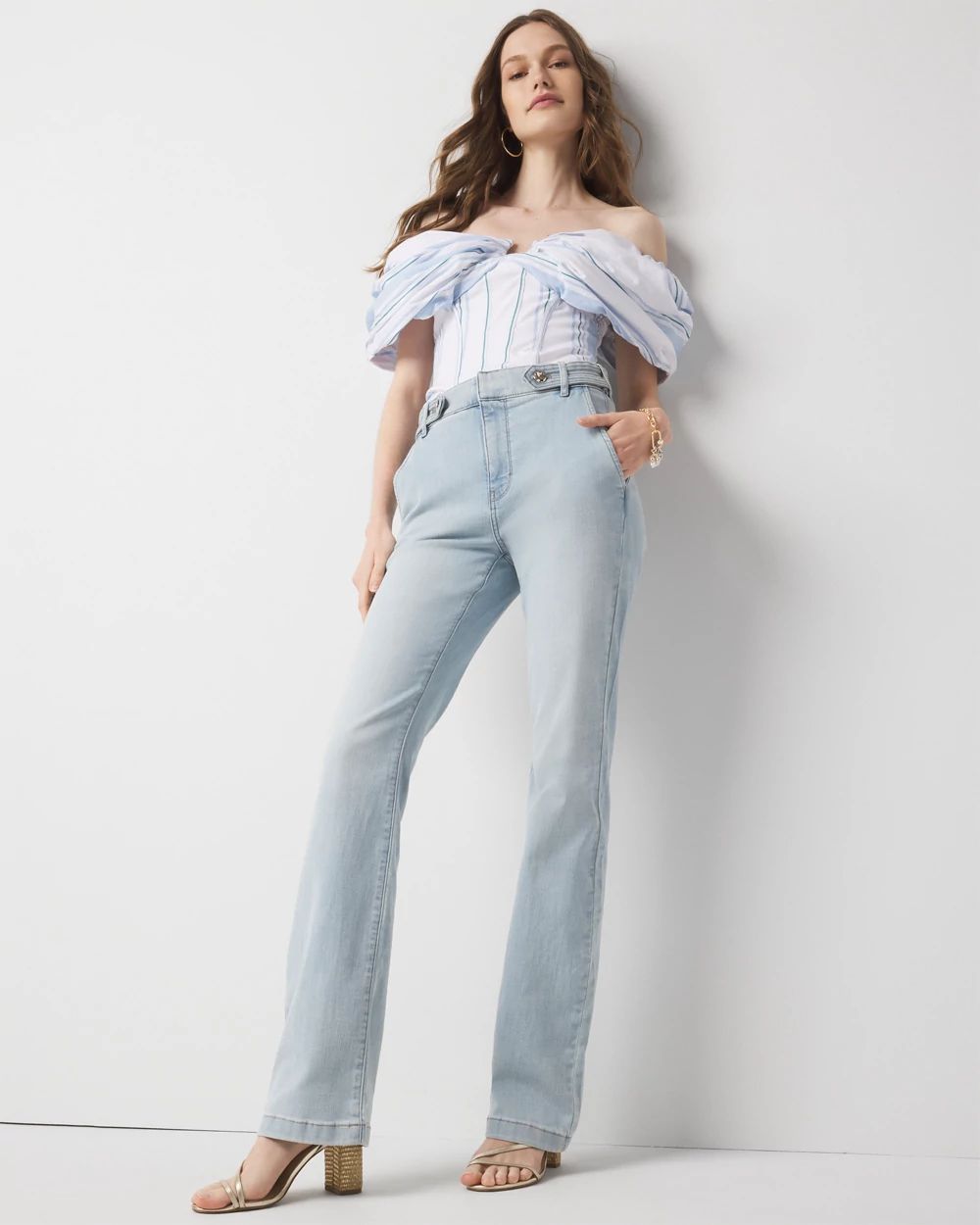 Petite Extra High-Rise Novelty Tab Bootcut Jean