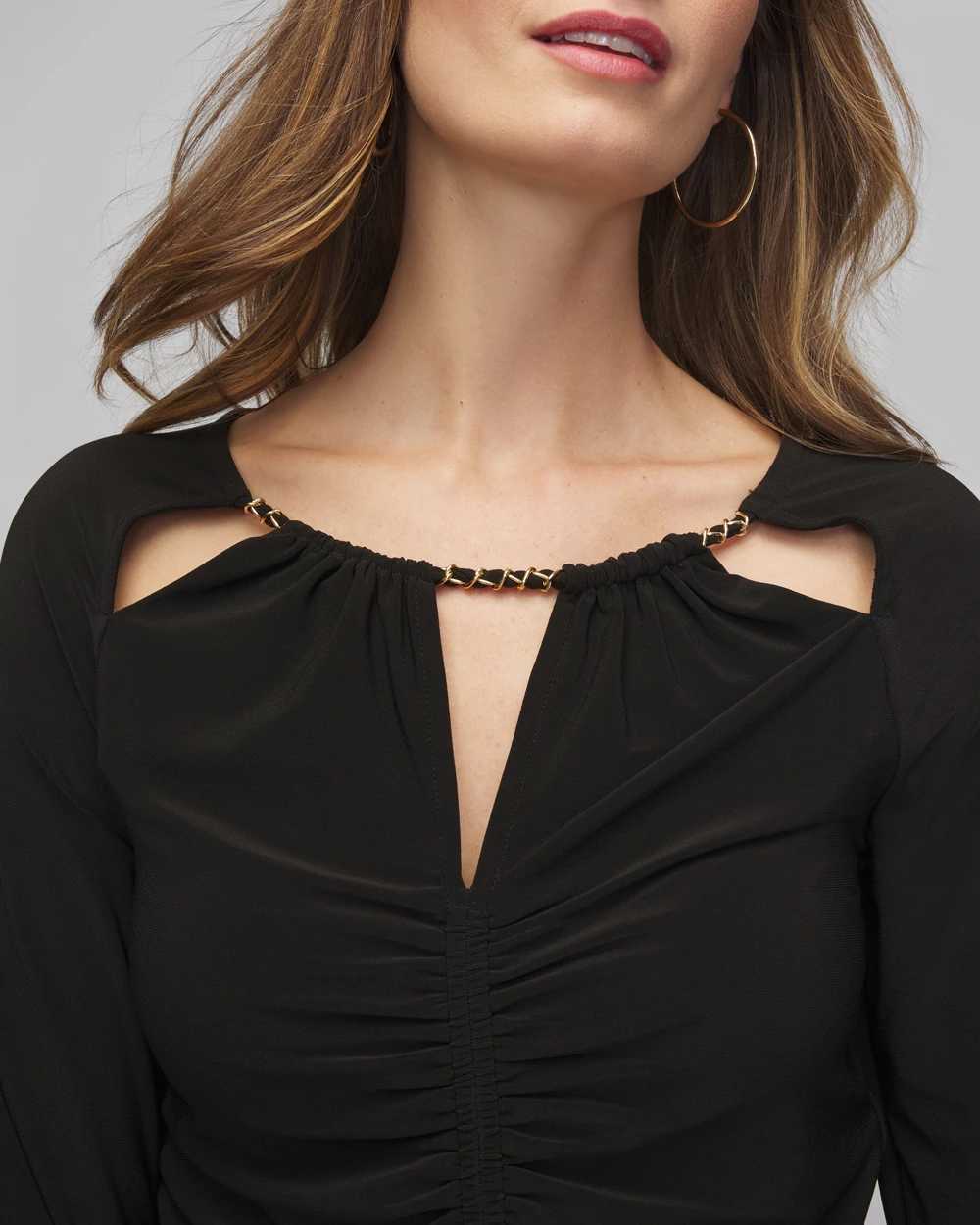 Long Sleeve Ruched Chain Matte Jersey Top click to view larger image.