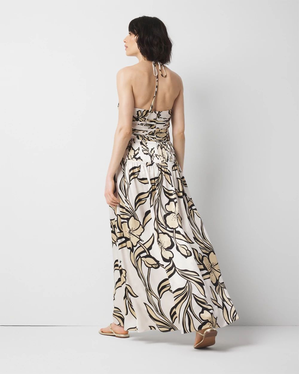 Petite Satin Halter Maxi Dress