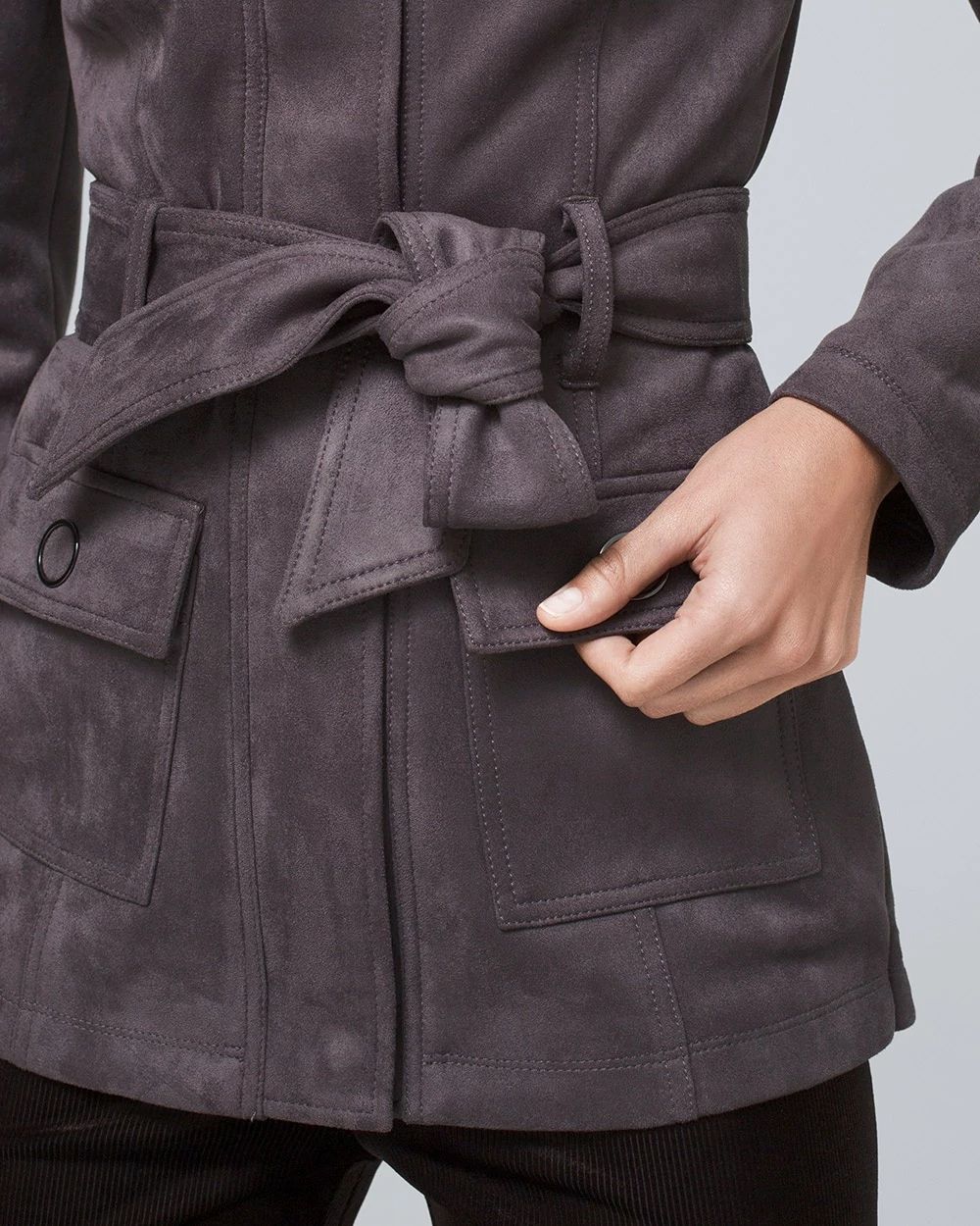 Belted Faux-Suede Jacket