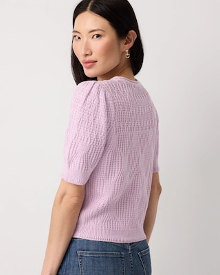 Novelty Stitch Puff Sleeve Pullover click to view larger image.