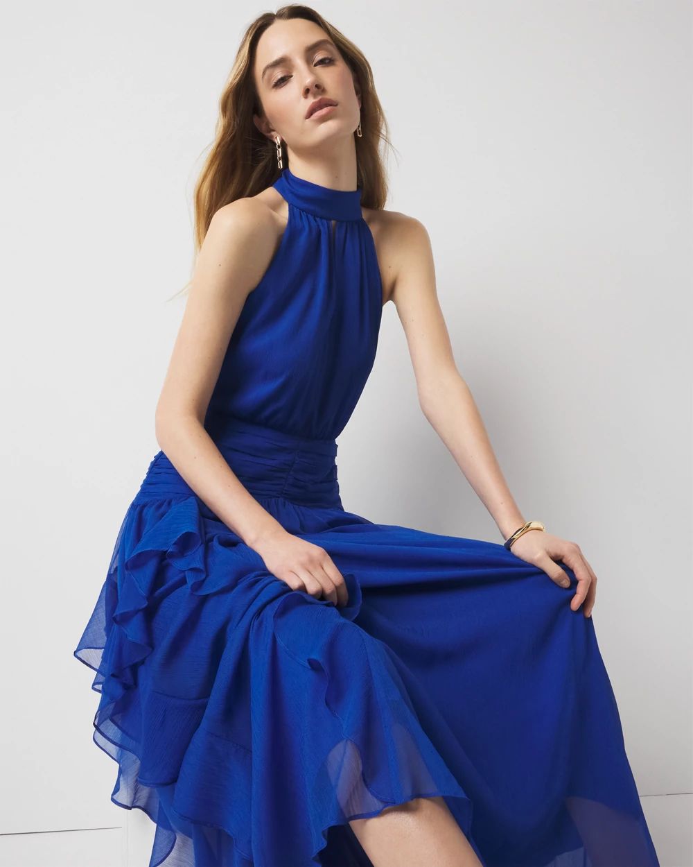 Ruffle Halter Maxi Dress