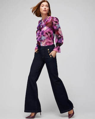 Long Sleeve Tie Neck Blouse