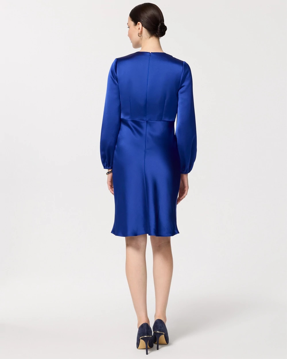 Balloon Sleeve Satin Dress