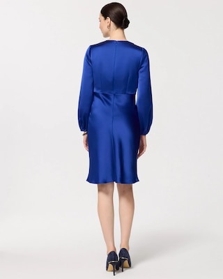 Balloon Sleeve Satin Dress click to view larger image.