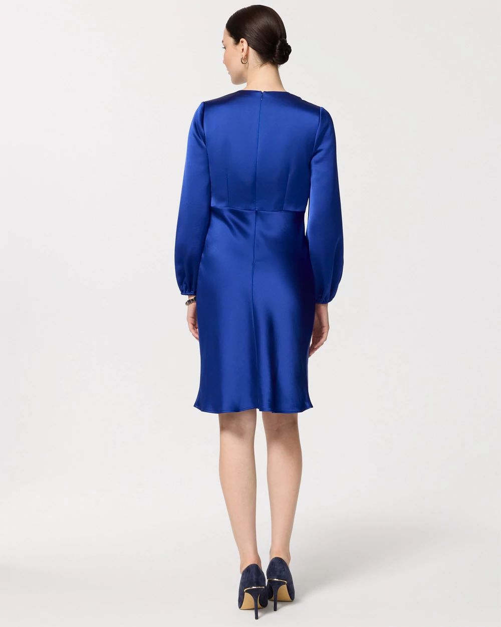 Balloon Sleeve Satin Dress click to view larger image.