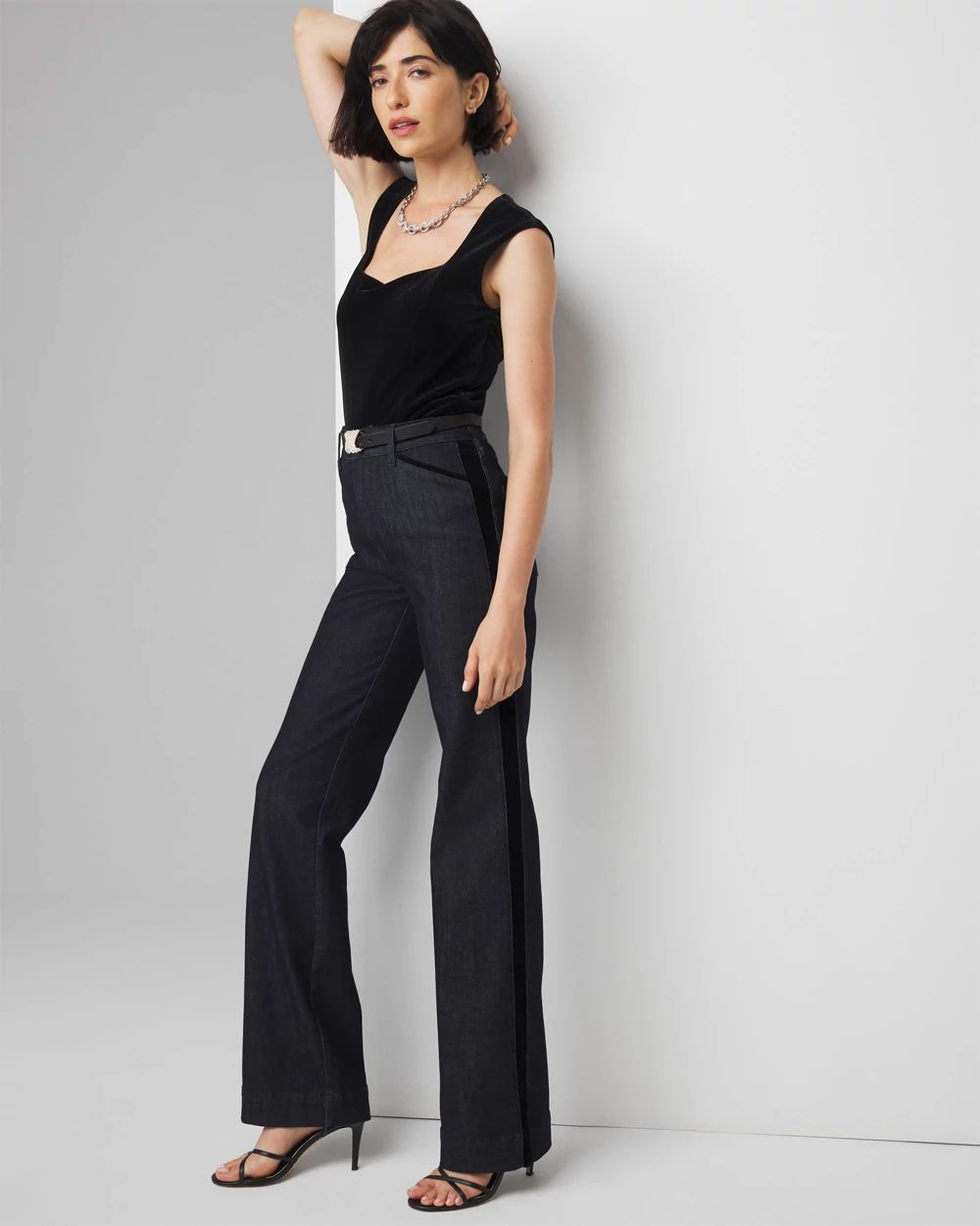 Petite Extra High-Rise Sculpt Velvet Trim Trouser Jean