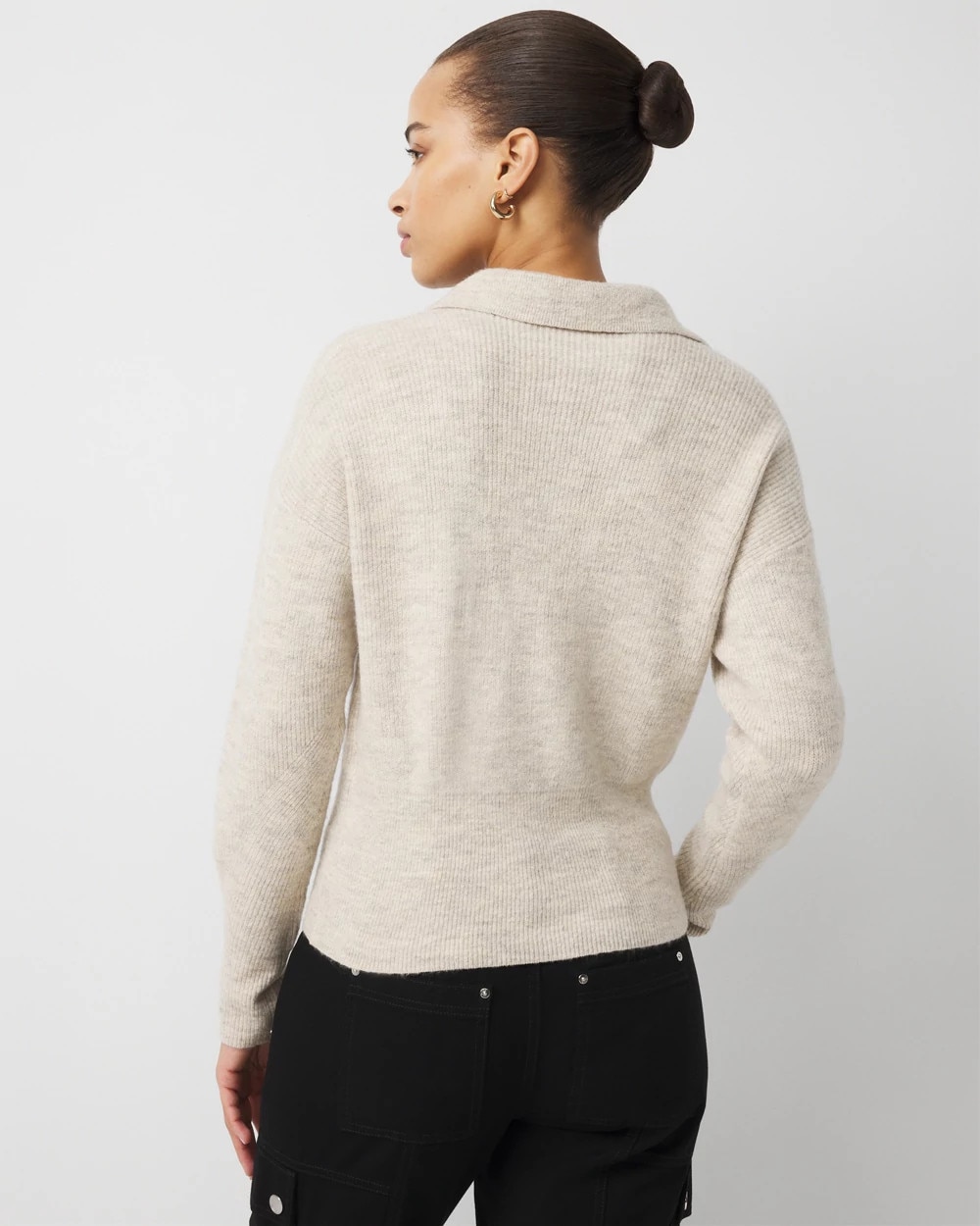 Lace Up Collared Sweater