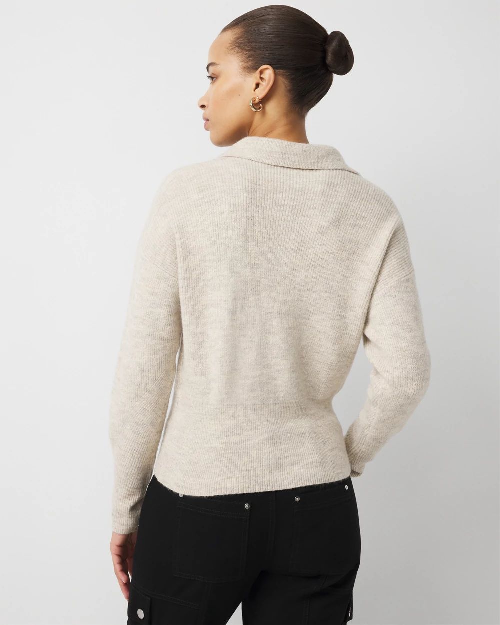 Lace Up Collared Sweater click to view larger image.