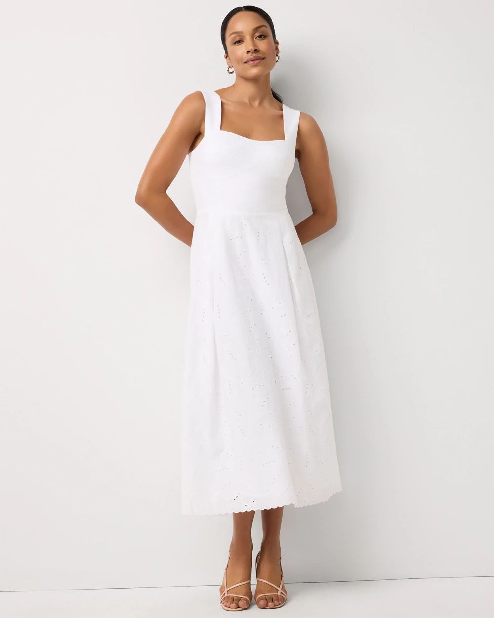 Embroidered Cotton Midi Dress