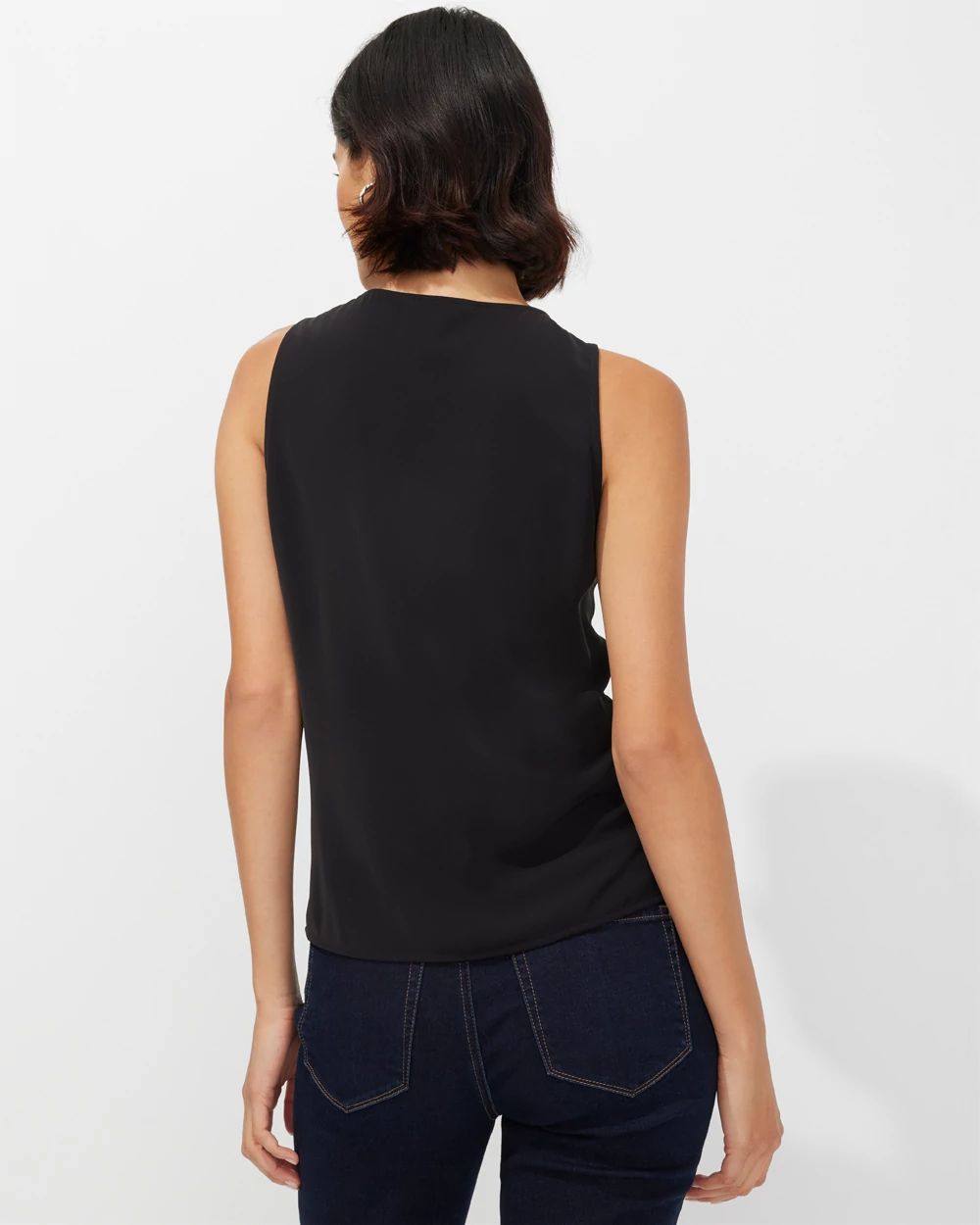 Outlet WHBM Embroidered Cutout V-Tank Top click to view larger image.