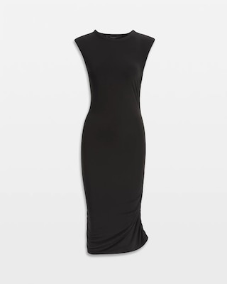 Cap-Sleeve Matte Jersey Ruched Side Dress click to view larger image.