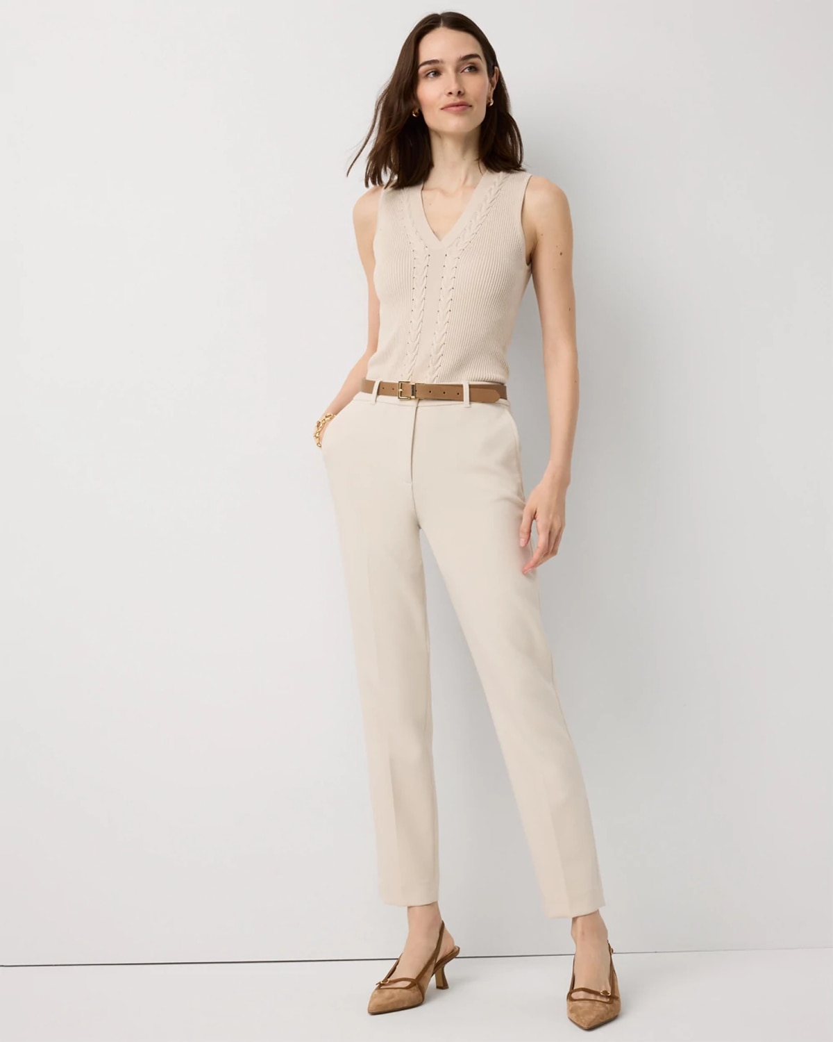 Women's Luxe Stretch High-Rise Slim Ankle Pants in Pumice size 10 | White House Black Market, Business Casual Work Clothes