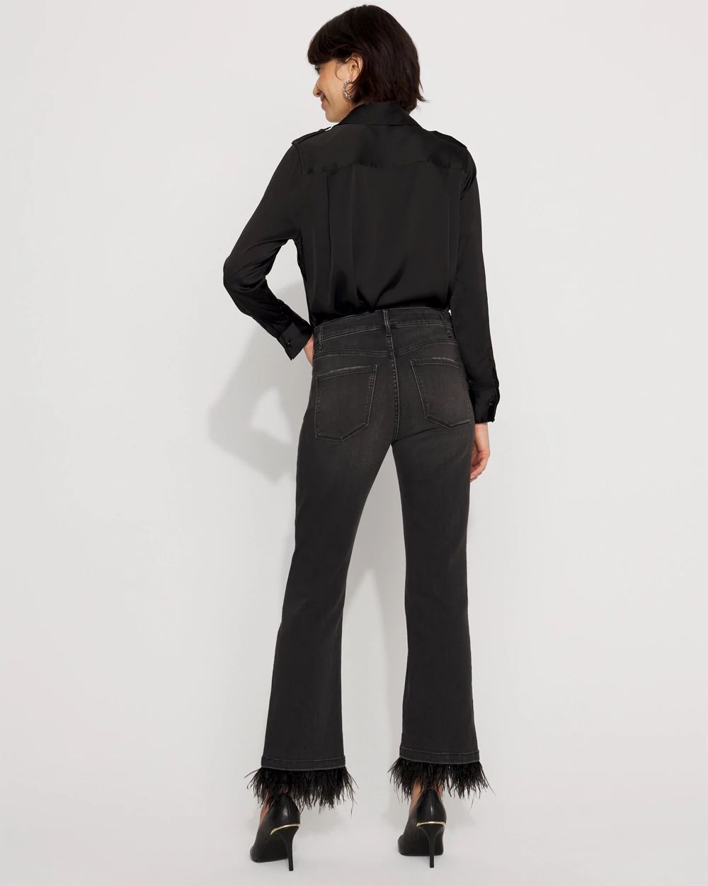 Removable Feather Hem Kick Flare Jean