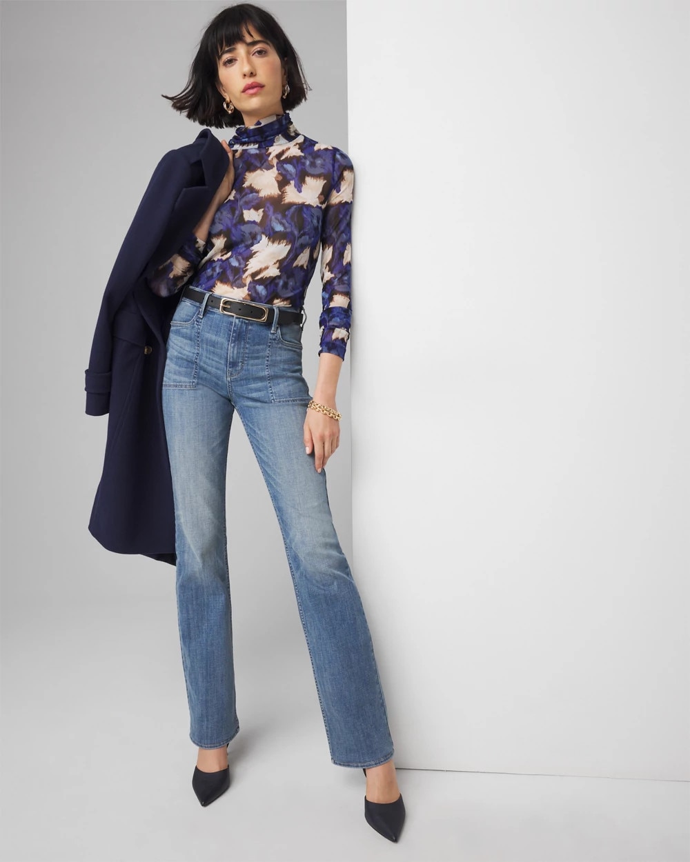 High-Rise Novelty Pocket Bootcut Jean