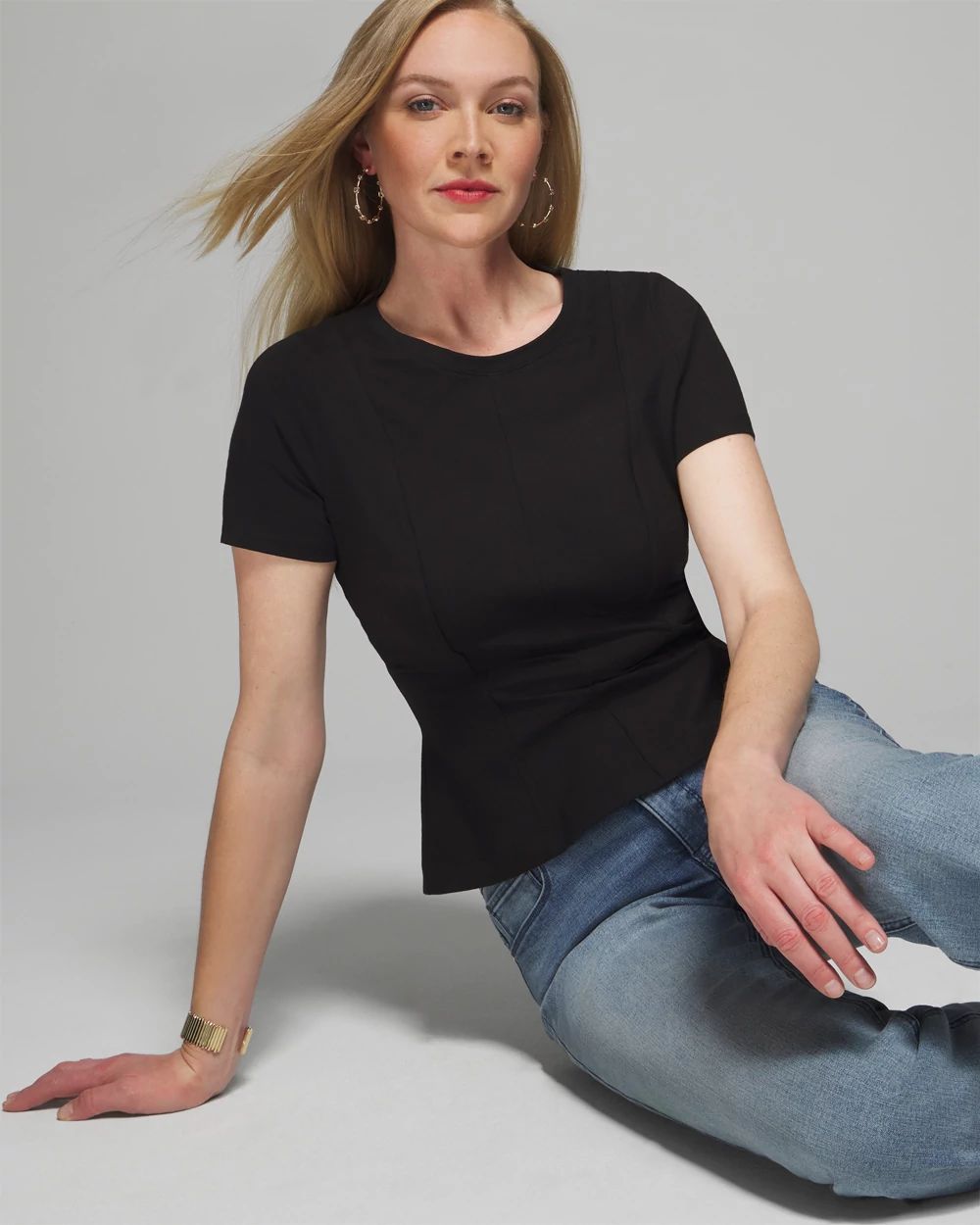 Outlet WHBM Short Sleeve Peplum Tee