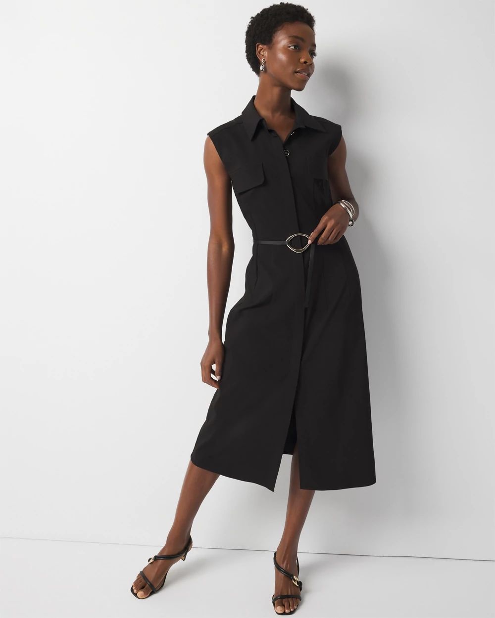 Belted Midi Shirt Dress