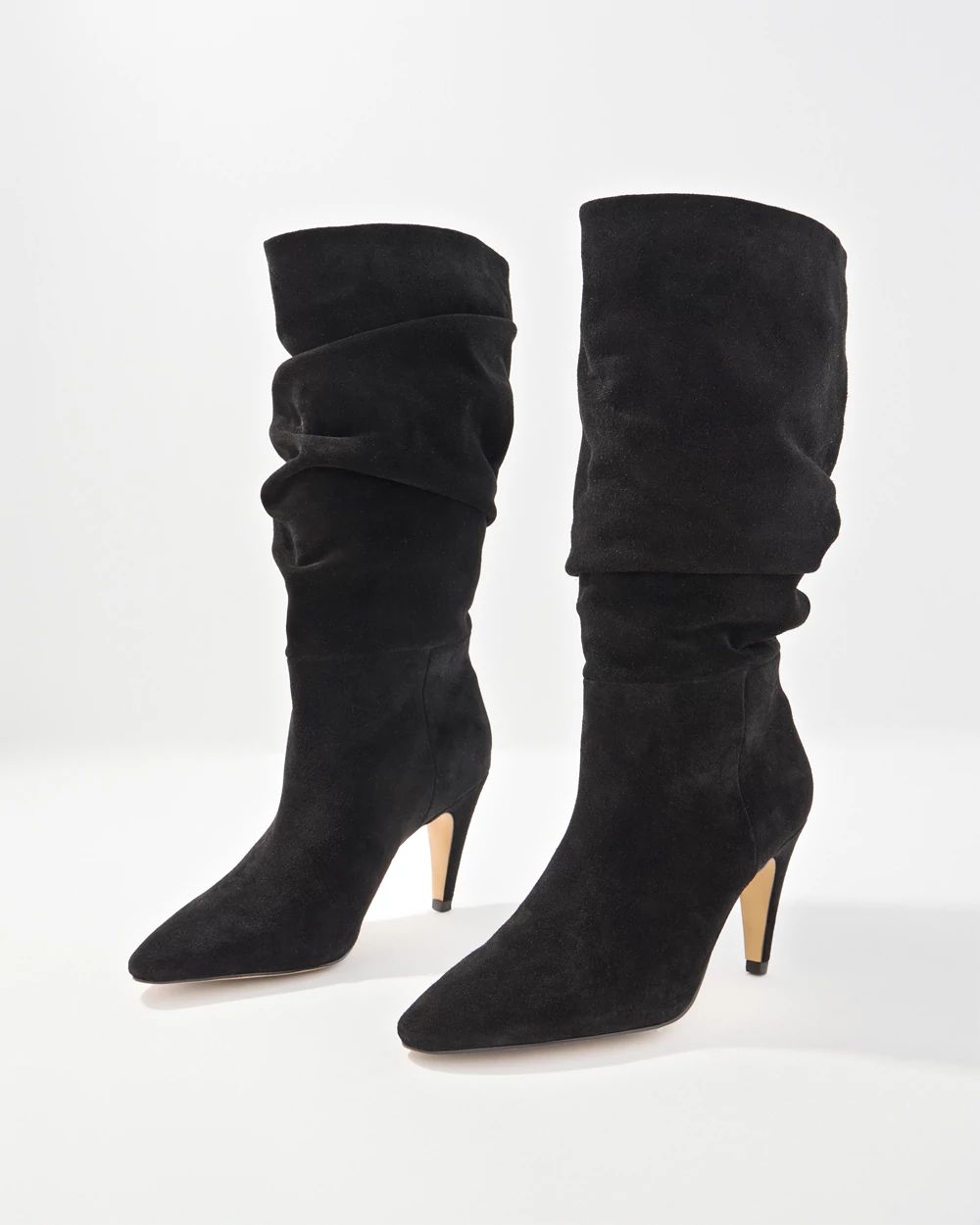 Suede Slouch Heeled Boots click to view larger image.