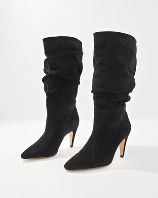 Suede Slouch Heeled Boots click to view larger image.