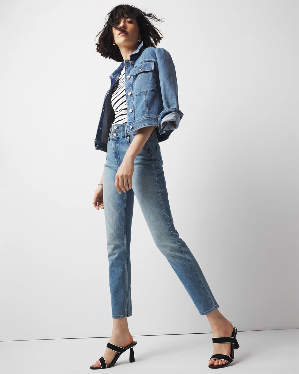 Extra High-Rise Double Waistband Slim Ankle Jeans