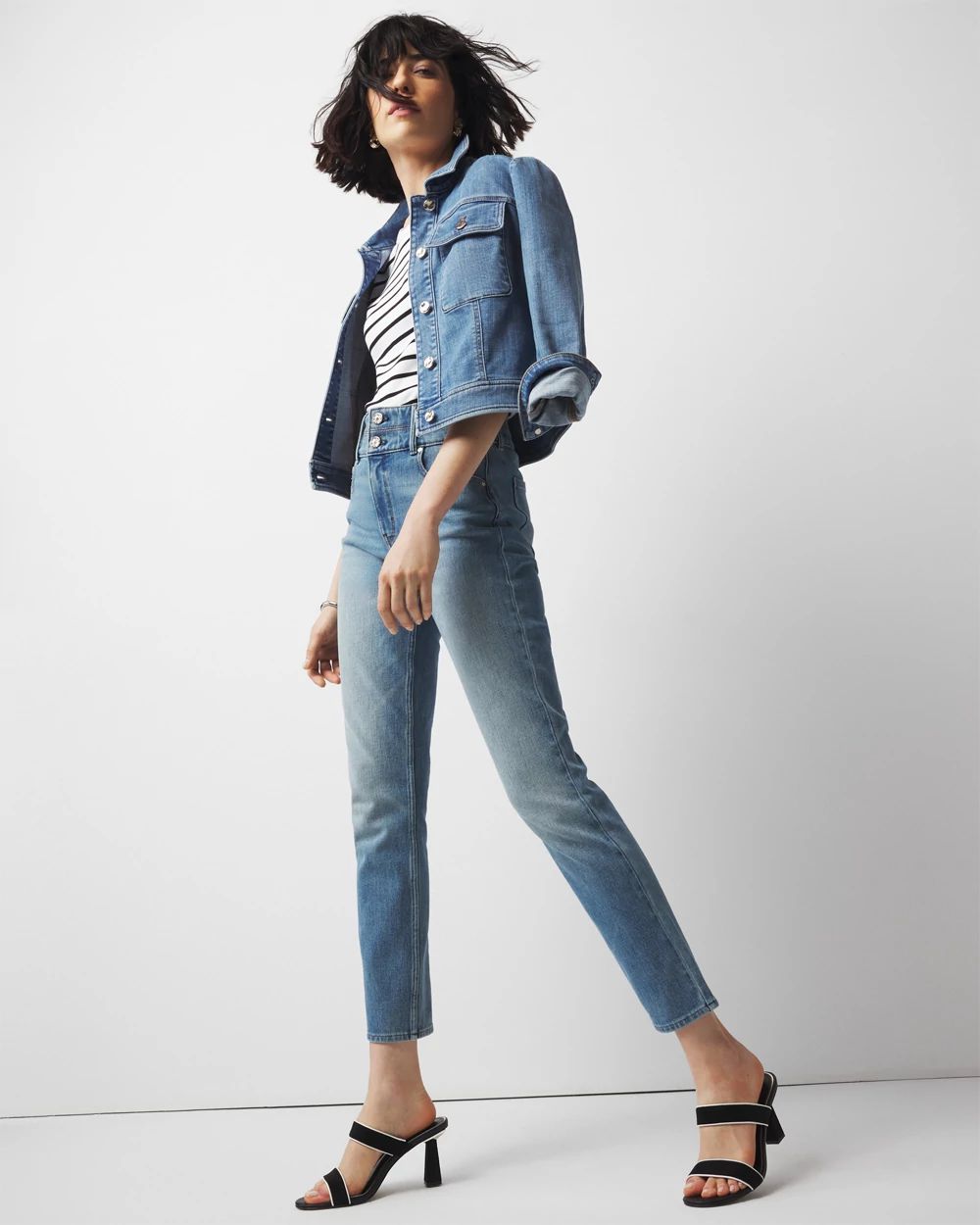 Extra High-Rise Double Waistband Slim Ankle Jeans