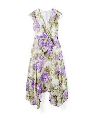 Flutter Sleeve High-Low Midi-Dress