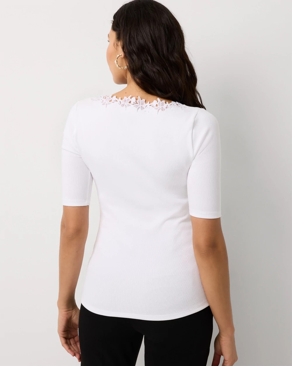 WHBM FORME™ Lace Trim V-neck Tee