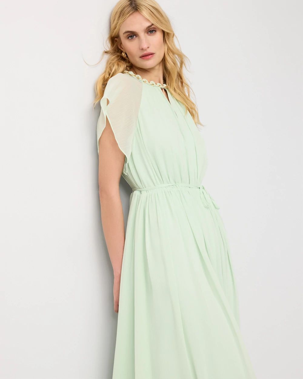 Chain + Keyhole Detail Midi Dress