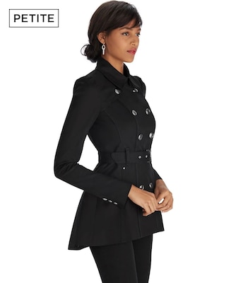Petite Black Short Trench Coat