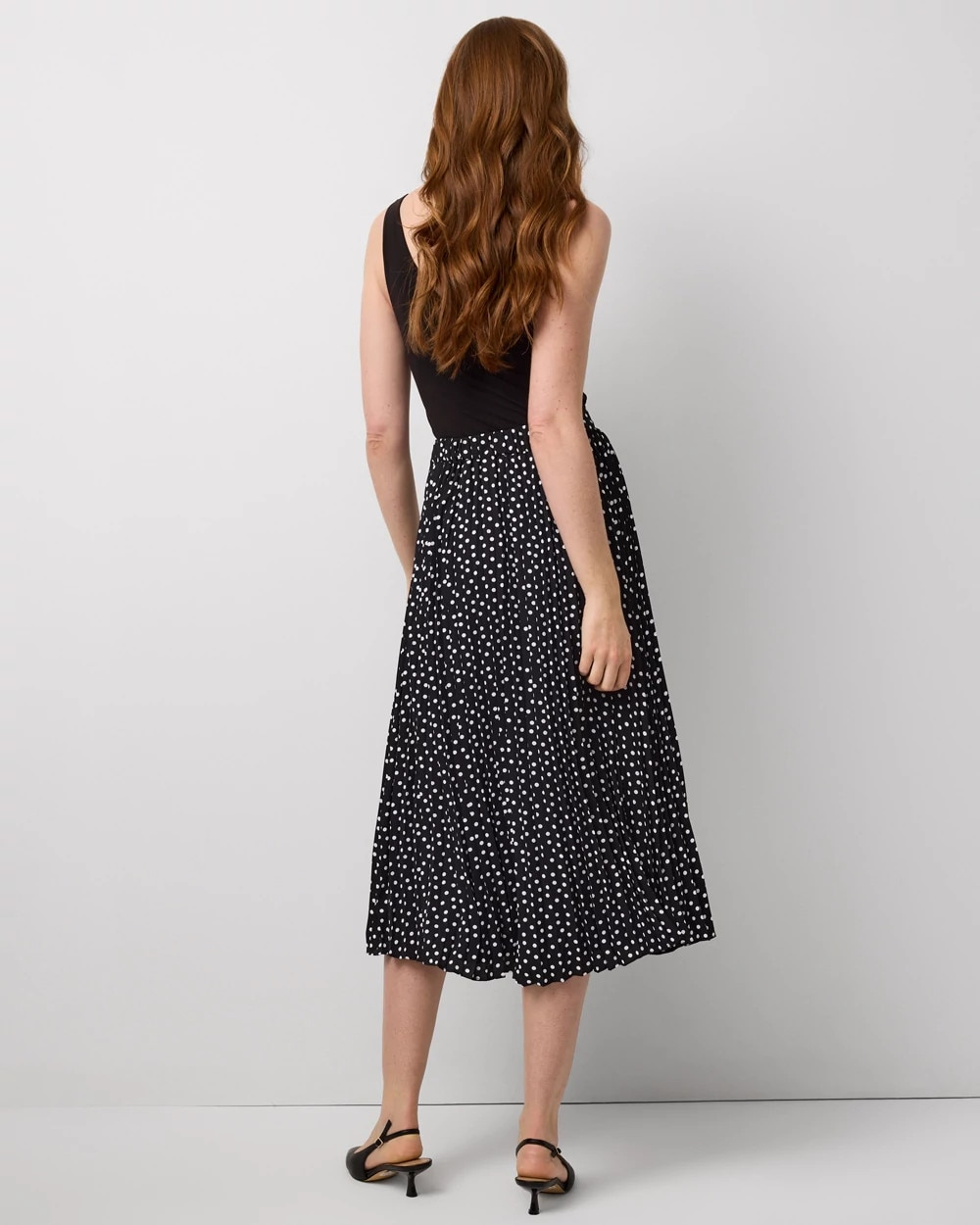 Pleated Crepe Midi Skirt