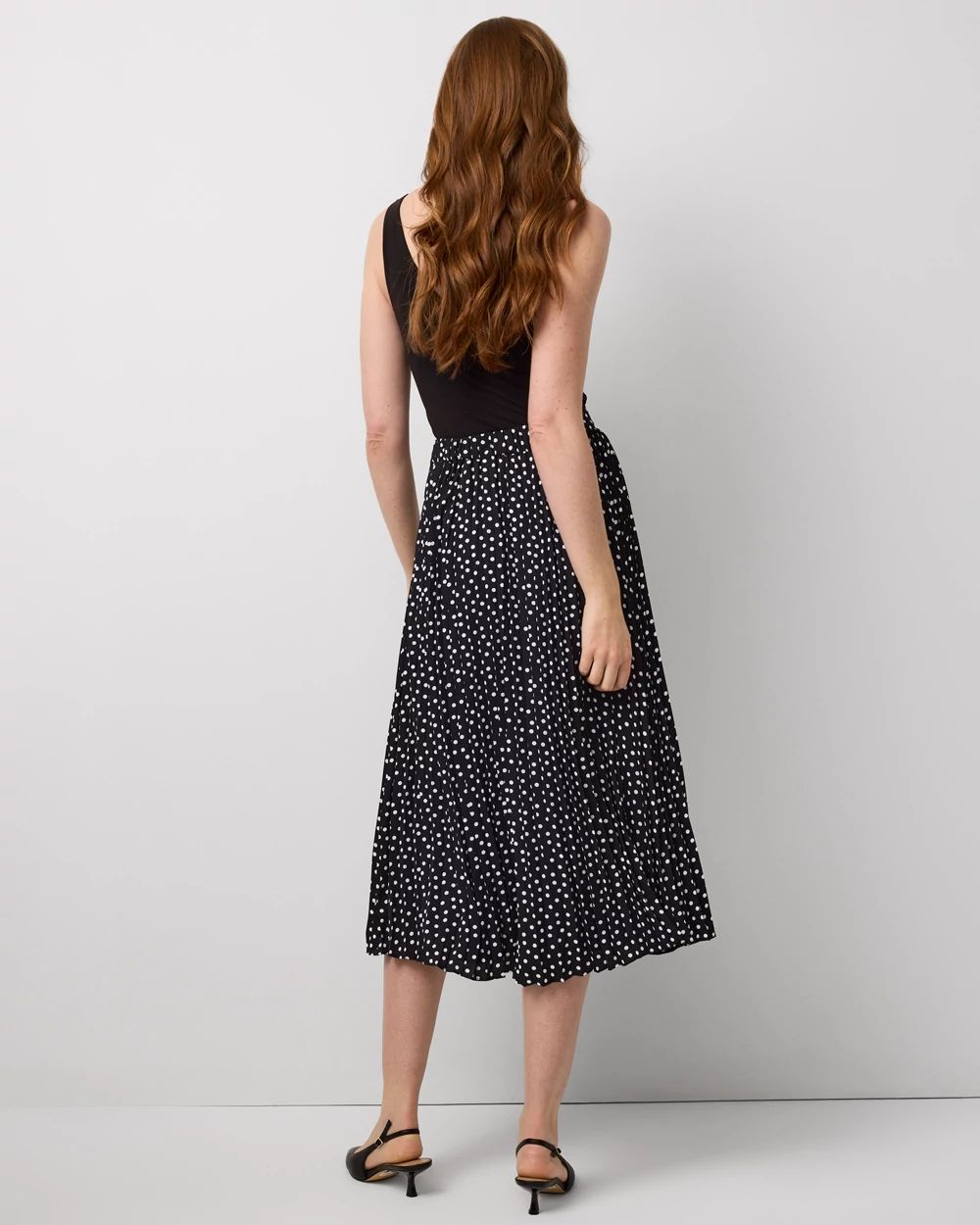 Pleated Crepe Midi Skirt click to view larger image.