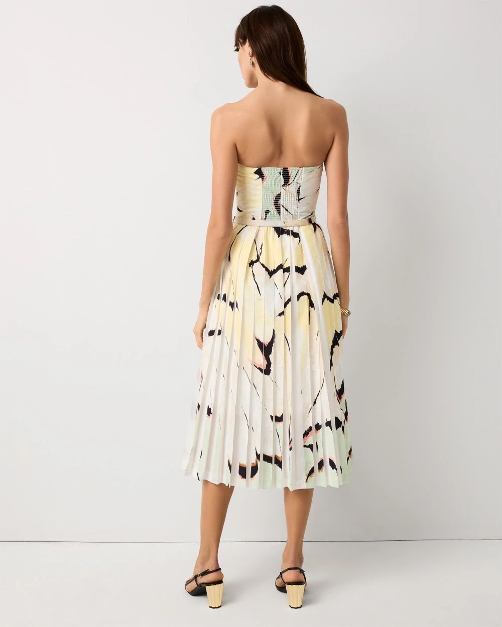 Petite Pleated Strapless Midi Dress