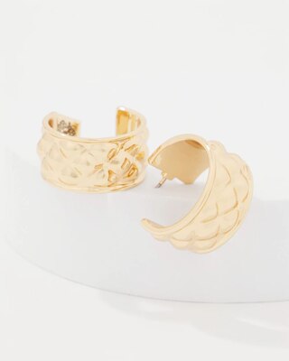 Quilted Gold Hoop Earrings click to view larger image.