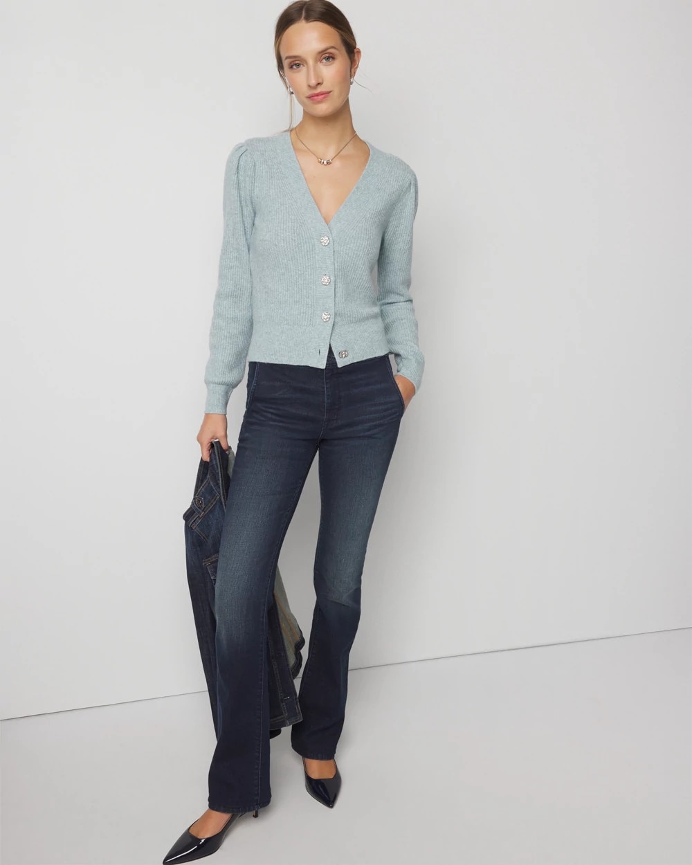 Jewel Button Cardigan Sweater