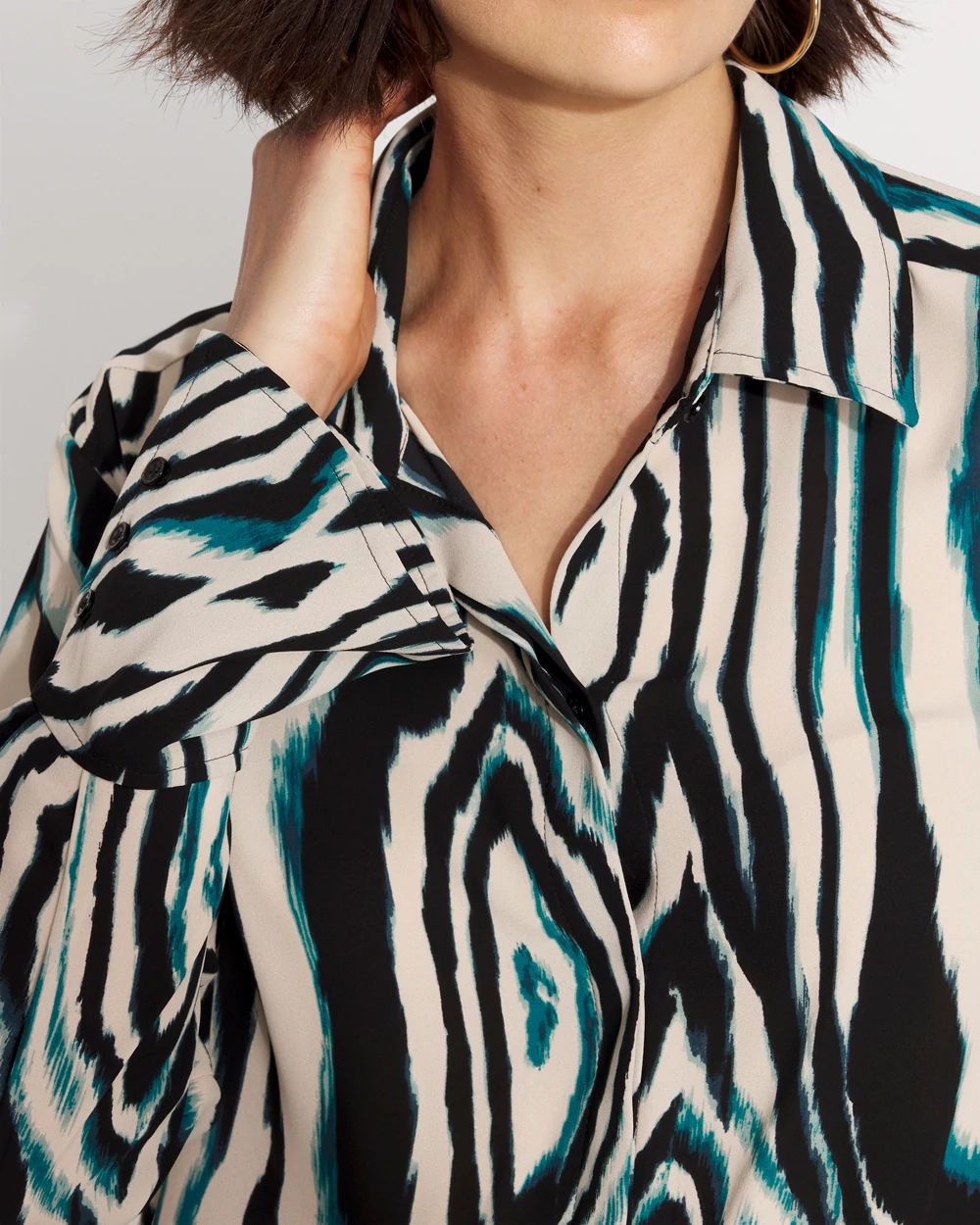 Long-Sleeve Flare Cuff Shirt click to view larger image.