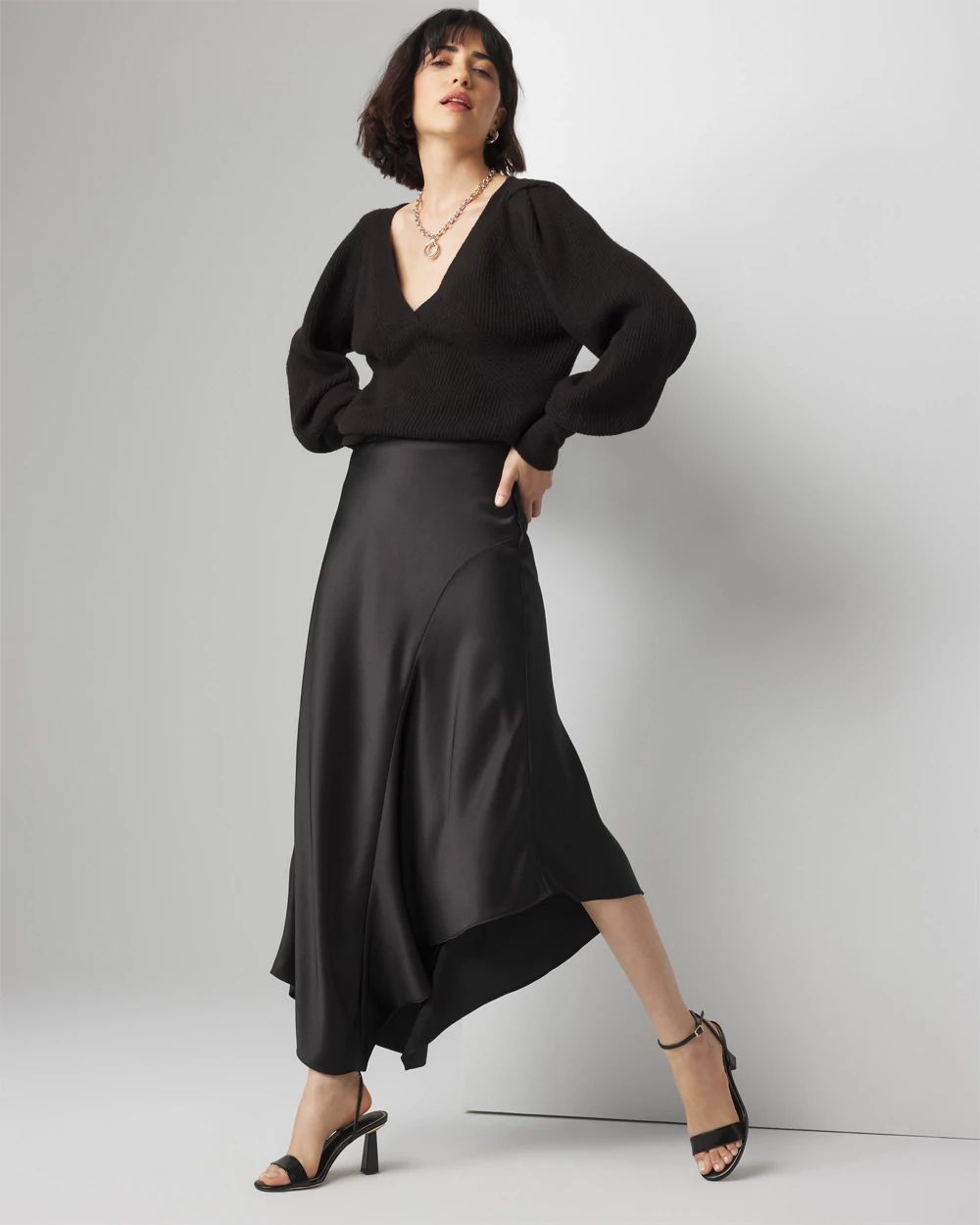 Petite Satin Slip Midi Skirt