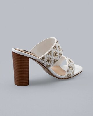 Beaded Two-Band High-Heel Sandals