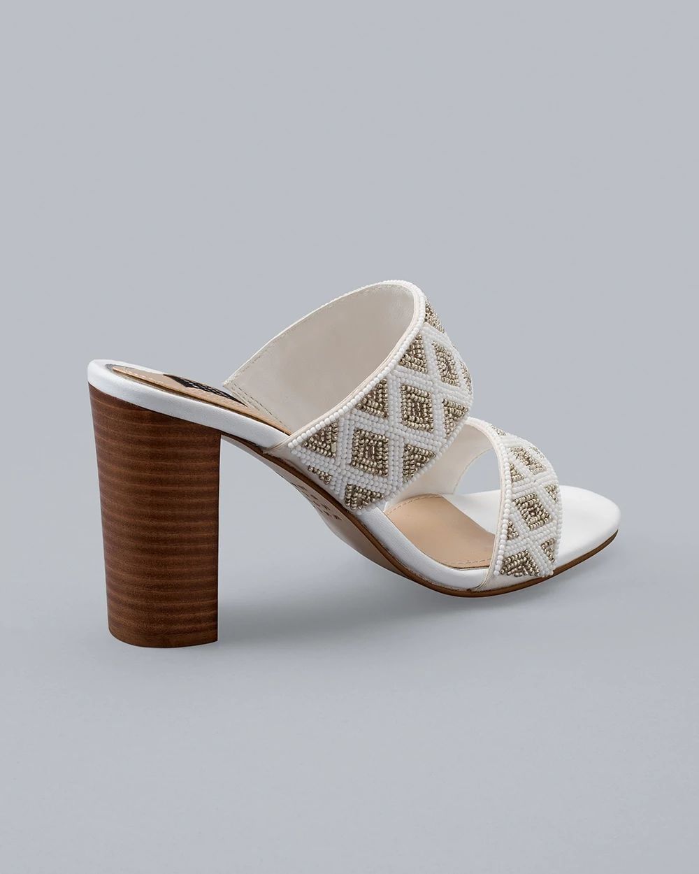 Beaded Two-Band High-Heel Sandals