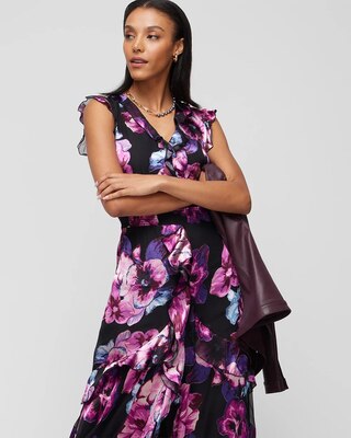 Silk Burnout Midi Dress